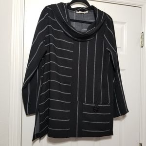 Soft Surroundings - Black White Striped Cowl Neck Top - Size Large